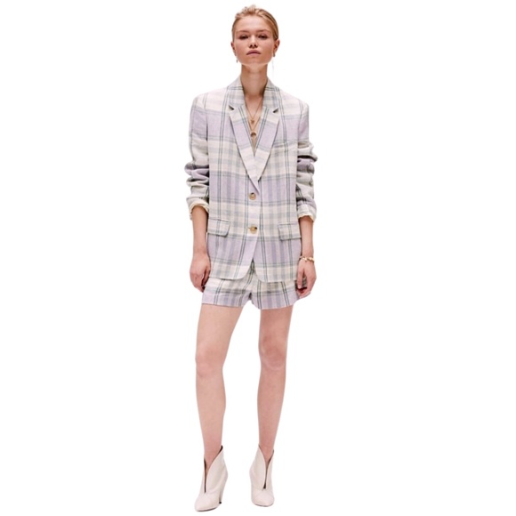 Isabel Marant Etoile $675 Celedon Veste Ilindae Pastel Plaid Blazer Line… - Picture 2 of 16
